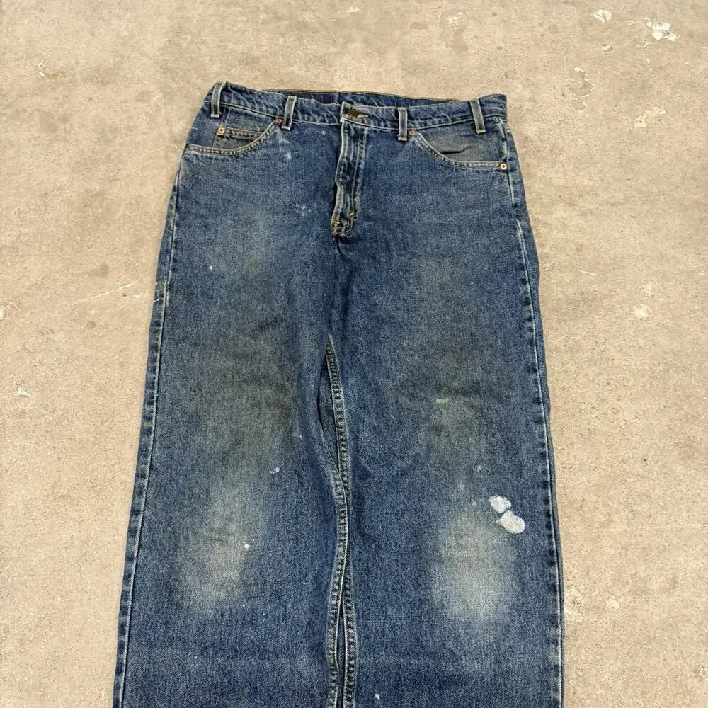 Vintage 90's Levi 550 Orange Tab Relaxed Fit Tapered Leg Dark Wash Jeans 36x32
